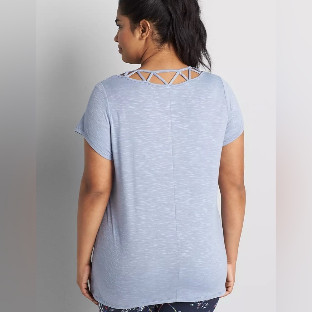 LANE BRYANT LIVI V-Neck Detail Tee - Heather Grey 10/12 - Picture 2 of 15